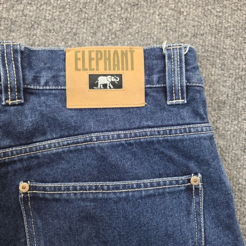 VTG Elephant Jeans Mens 34x31 Blue Denim Carpenter Wide Leg Baggy Hip Hop Skater